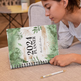 Botanische groen & gouden gepersonaliseerde jaarli planner