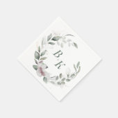 Botanische groen krans bruiloft monogram servet (Hoek)