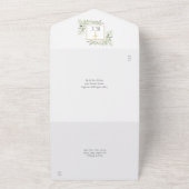 Botanische groen laat blaasjes all in one uitnodiging (Buitenkant)