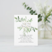 Botanische groen laat moderne bruiloft uitnodigen (Staand voorkant)