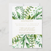 Botanische groen laat moderne bruiloft uitnodigen kaart (Voorkant)