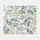 Botanische groen laat Waterverf over  Fleece Deken (Voorkant (Horizontaal))