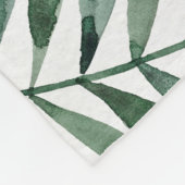 Botanische groen laat Waterverf over Fleece Deken (Hoek)