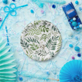 Botanische groen laat Waterverf over Papieren Bordje (Feest)