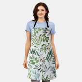 Botanische groen laat Waterverf over Schort (Gedragen)