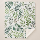 Botanische groen laat Waterverf over Sherpa Deken (Voorkant)