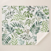 Botanische groen laat Waterverf over Sherpa Deken (Voorkant (horizontaal))