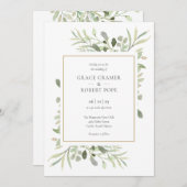 Botanische groen loof gouden geometrische bruiloft kaart (Voorkant / Achterkant)