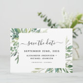 Botanische groen loof Waterverf bruiloft opslaan Save The Date (Staand voorkant)