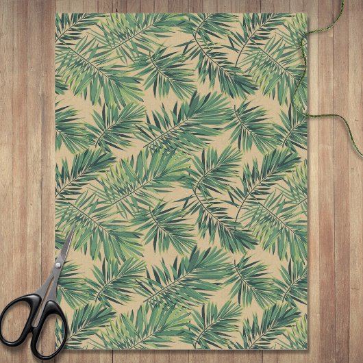 Botanische groen op Tan Tissuepapier