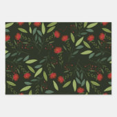 Botanische groen rood en groene kerst inpakpapier vel (Voorkant)