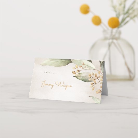 Botanische groen  rustieke escort kaarten plaatskaartje (Voorkant)