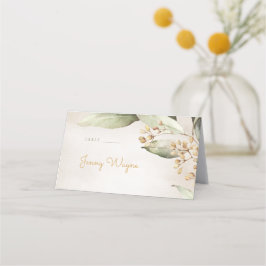 Botanische groen  rustieke escort kaarten plaatskaartje