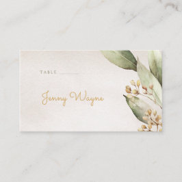 Botanische groen  rustieke escort kaarten plaatskaartje