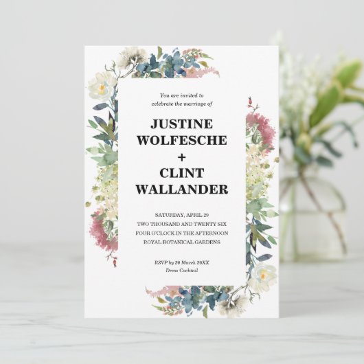 Botanische groen tuin bruiloft uitnodiging (Staand voorkant)