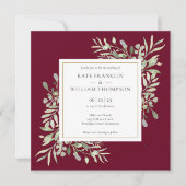 Botanische Groene Alles In Eén Bruiloft In Bourgon Kaart (Voorkant)