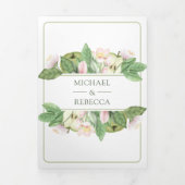 Botanische groene appelboomgaard QR code bruiloft Drieluik Uitnodiging (Cover)