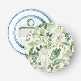Botanische groene aquarel bloemen bladeren natuur  button flesopener