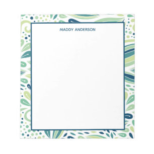 Botanische Groene Blad Patroon Gepersonaliseerde N Notitieblok