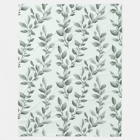 Botanische groene blad patroon gezellig fleece deken (Voorkant)