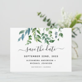 Botanische Groene Blad Waterverf Trouwfeest Save The Date