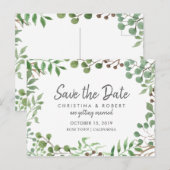 Botanische Groene Bladeren | Blad | Bewaar De Datu Aankondigingskaart (Voorkant / Achterkant)