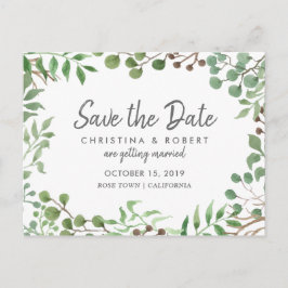 Botanische Groene Bladeren | Blad | Bewaar De Datu Aankondigingskaart