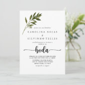 Botanische groene bladeren Boda Wedding Kaart (Staand voorkant)