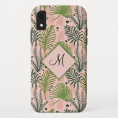 Botanische groene bladeren en monogram roze Case-Mate iPhone case (Achterkant)