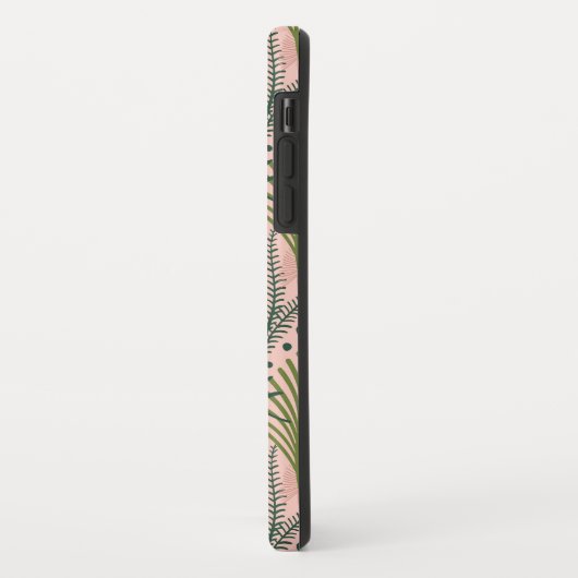 Botanische groene bladeren en monogram roze Case-Mate iPhone case (Achterkant/links)