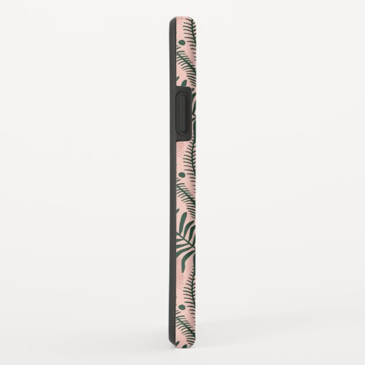 Botanische groene bladeren en monogram roze Case-Mate iPhone case (Achterkant/rechts)