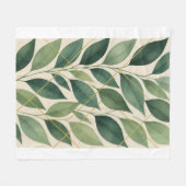 Botanische groene bladeren fleece deken | Waterver (Voorkant (Horizontaal))