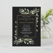 Botanische groene bladeren koppel shower kaart (Staand voorkant)