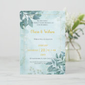 Botanische groene bladeren Minimale huwelijksuitno Kaart (Staand voorkant)
