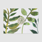 Botanische groene bladeren Monogram Letter Initiaa Tissuepapier (Voorkant)