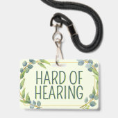 Botanische groene bladeren slechthorendheid doofhe badge (Achterkant met lanyard)