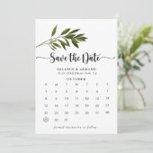 Botanische groene bladeren Sparen de Kalender van  Save The Date (Staand voorkant)