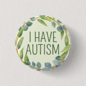 Botanische Groene Bladeren Tekst Autisme Ronde Button 3,2 Cm (Voorkant)
