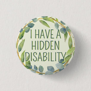 Botanische groene bladeren verborgen handicap ronde button 3,2 cm