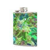 Botanische groene bladeren Vloeiing Heupfles (Links)