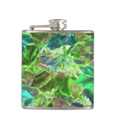 Botanische groene bladeren Vloeiing Heupfles (Voorkant)