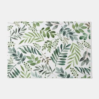 Botanische groene bladeren WatercolorDoormat Deurmat