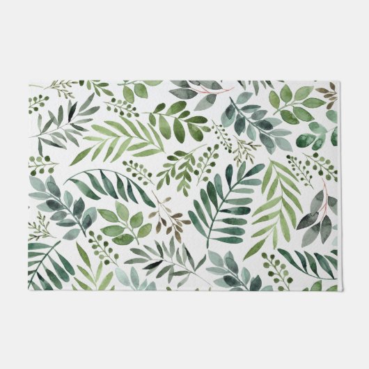 Botanische groene bladeren    WatercolorDoormat Deurmat (Voorkant)