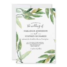 Botanische groene bladeren Waterverf bruiloft