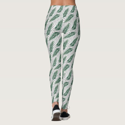 Botanische groene bladeren Waterverf Leggings (Achterkant)