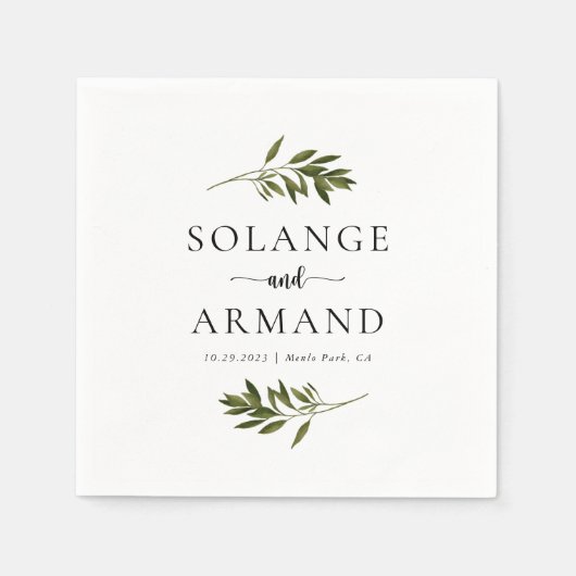 Botanische Groene Bladeren Wedden Napkins Servet (Voorkant)