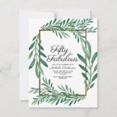 Botanische groene bladeren White Gold 50th Birthda Kaart (Voorkant)