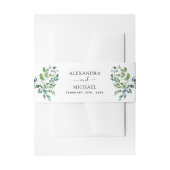 Botanische groene bladgroenten waterverf bruiloft uitnodigingen wikkel (Voorkant Voorbeeld)