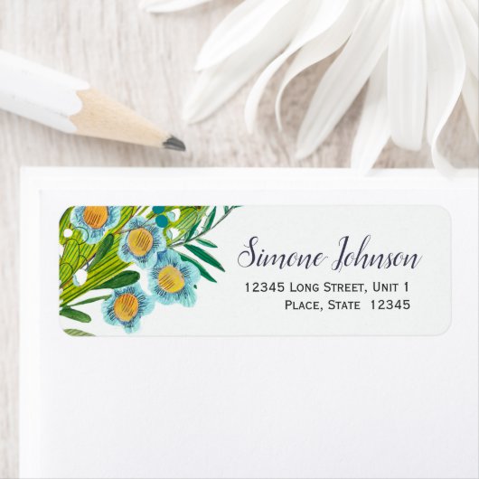 Botanische groene Bloem | Bruidsdouche Etiket (Insitu)