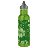 Botanische groene bloemen patroon waterfles  (Links)